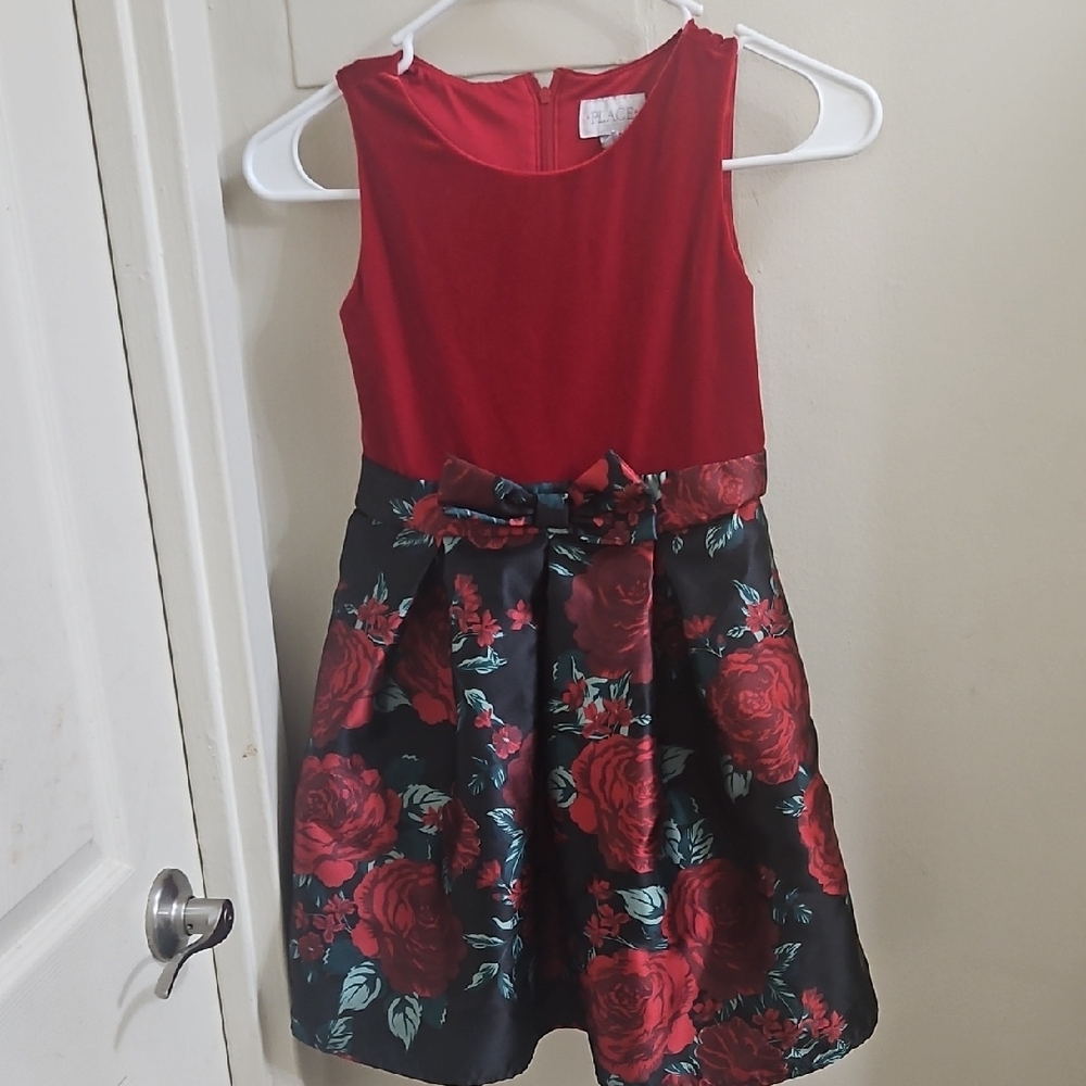 Place Red and Black Floral Kids Dress